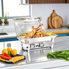 Chafing Dishes for Buffet, 4 Pack 9 Quart Stainless Steel Chafer Set in Sliver, alternate view 7