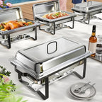 Chafing Dishes for Buffet 4 Pack, 9QT Chafing Dish High Grade Stainless Steel Chafer Complete Set, Steel Handle