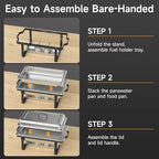 Chafing Dishes for Buffet 4 Pack, 9QT Chafing Dish High Grade Stainless Steel Chafer Complete Set, Steel Handle, alternate