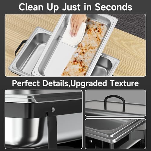 Chafing Dishes for Buffet 4 Pack, 9QT Chafing Dish High Grade Stainless Steel Chafer Complete Set, Steel Handle, alternate