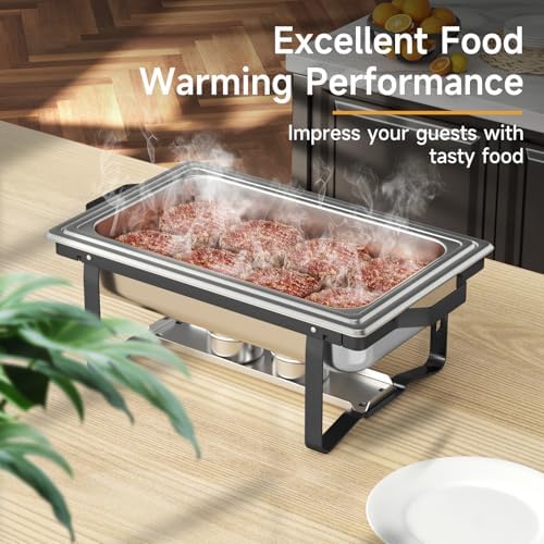 Chafing Dishes for Buffet 4 Pack, 9QT Chafing Dish High Grade Stainless Steel Chafer Complete Set, Steel Handle, alternate