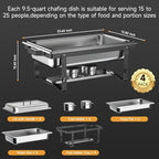 Chafing Dishes for Buffet 4 Pack, 9QT Chafing Dish High Grade Stainless Steel Chafer Complete Set, Steel Handle, alternate