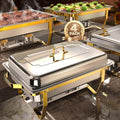 Chafing Dishes for Buffet 4 Pack, 9QT [Elegant Gold and Silver Colors] Food Warmers for Parties Buffet [Sturdy