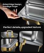 Chafing Dishes for Buffet 4 Pack, 9QT [Elegant Gold and Silver Colors] Food Warmers for Parties Buffet [Sturdy, alternate