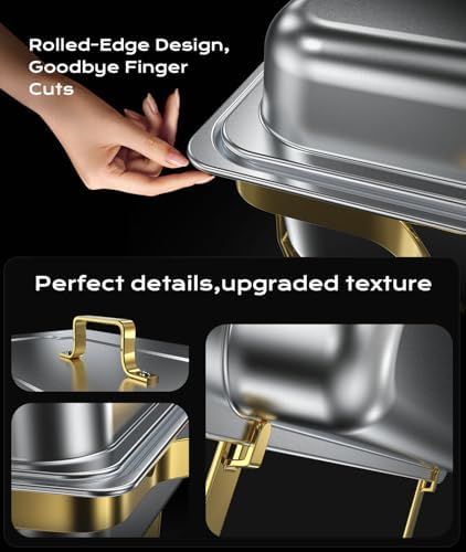 Chafing Dishes for Buffet 4 Pack, 9QT [Elegant Gold and Silver Colors] Food Warmers for Parties Buffet [Sturdy, alternate
