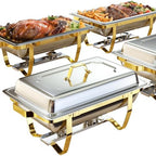 Chafing Dishes for Buffet, 4 Pack 9QT [Elegant Gold and Silver Colors] Stainless Steel Chafing Dish Buffet Set