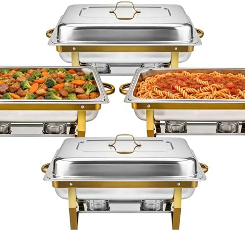 Chafing Dishes for Buffet 4 Pack 9QT Gold