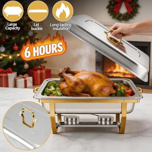 Chafing Dishes for Buffet 4 Pack 9QT Gold, alternate view 2