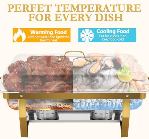 Chafing Dishes for Buffet 4 Pack 9QT Gold, alternate view 3