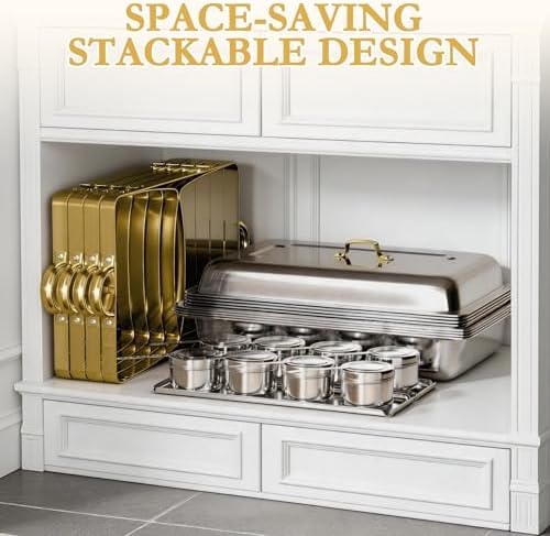 Chafing Dishes for Buffet 4 Pack 9QT Gold, alternate view 6