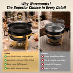 Chafing Dishes for Buffet, 4 Pack 9QT Gold Buffet Display Set, Granite-Coated Round Stainless Steel Food Warmers, alternate