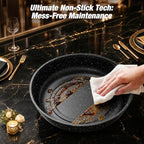Chafing Dishes for Buffet, 4 Pack 9QT Gold Buffet Display Set, Granite-Coated Round Stainless Steel Food Warmers, alternate