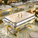 Chafing Dishes for Buffet 4 Pack, 9QT [No Fingers Cut] Roll Edge Designed Chafing Dish Buffet Set [Mirror-Like