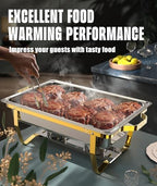 Chafing Dishes for Buffet 4 Pack, 9QT [No Fingers Cut] Roll Edge Designed Chafing Dish Buffet Set [Mirror-Like, alternate