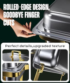 Chafing Dishes for Buffet 4 Pack, 9QT [No Fingers Cut] Roll Edge Designed Chafing Dish Buffet Set [Mirror-Like, alternate