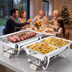 Chafing Dishes for Buffet, 4 Pack 9QT Stainless Steel Chafing Dish Set in Silver, alternate view 2