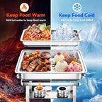 Chafing Dishes for Buffet, 4 Pack 9QT Stainless Steel Chafing Dish Set in Silver, alternate view 3