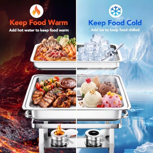Chafing Dishes for Buffet, 4 Pack 9QT Stainless Steel Chafing Dish Set in Silver, alternate view 3