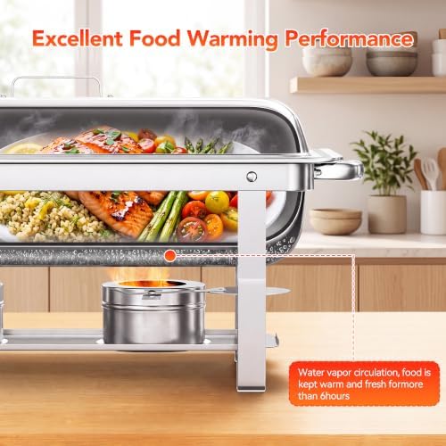 Chafing Dishes for Buffet, 4 Pack 9QT Stainless Steel Chafing Dish Set in Silver, alternate view 4