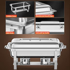 Chafing Dishes for Buffet, 4 Pack 9QT Stainless Steel Chafing Dish Set in Silver, alternate view 5