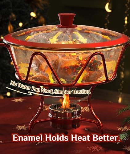 Chafing Dishes for Buffet 4 Pack, [Enameled, Redefined] Food Warmers for Parties Buffet [Water-Free Heating, alternate view 3