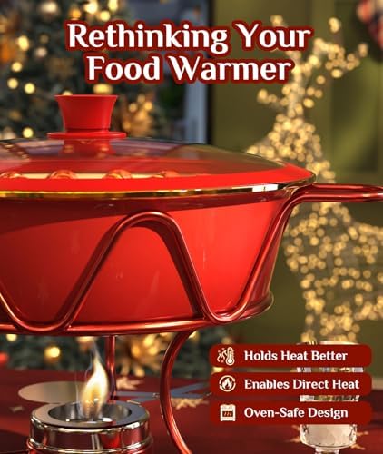 Chafing Dishes for Buffet 4 Pack, [Enameled, Redefined] Food Warmers for Parties Buffet [Water-Free Heating, alternate view 6