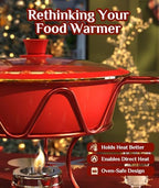 Chafing Dishes for Buffet 4 Pack, [Enameled, Redefined] Food Warmers for Parties Buffet [Water-Free Heating, alternate view 6