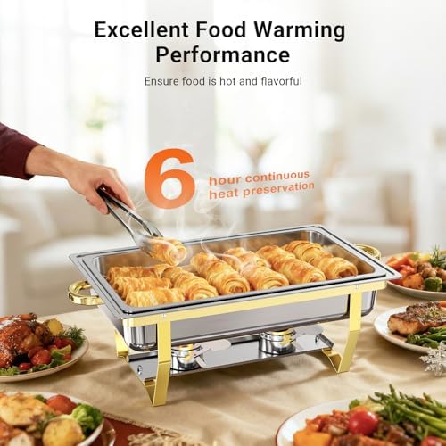 Chafing Dishes for Buffet 4 Pack, High Grade Chafing Dish Buffet Set in Gold-silver 4 Pack, alternate view 2