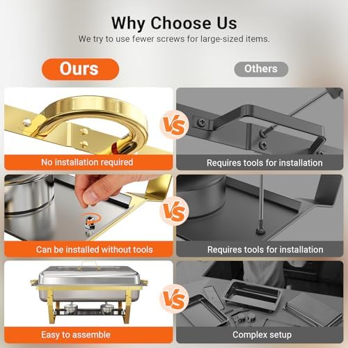 Chafing Dishes for Buffet 4 Pack, High Grade Chafing Dish Buffet Set in Gold-silver 4 Pack, alternate view 3