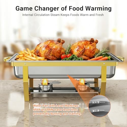 Chafing Dishes for Buffet 4 Pack, High Grade Chafing Dish Buffet Set in Gold-silver 4 Pack, alternate view 4