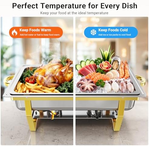 Chafing Dishes for Buffet 4 Pack, High Grade Chafing Dish Buffet Set in Gold-silver 4 Pack, alternate view 5