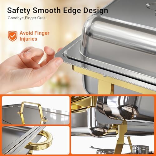 Chafing Dishes for Buffet 4 Pack, High Grade Chafing Dish Buffet Set in Gold-silver 4 Pack, alternate view 6