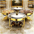 Chafing Dishes for Buffet 4 Pack, Round Stainless Steel Chafing Dish Set