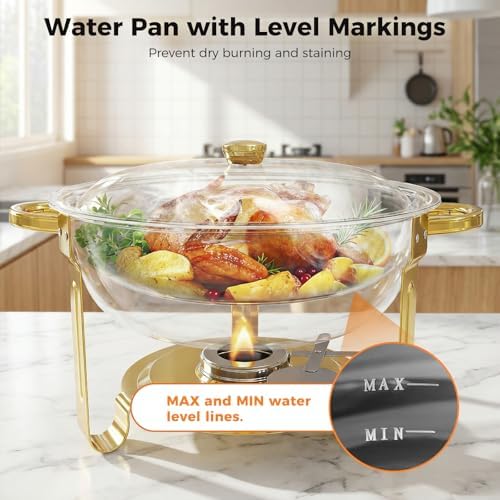 Chafing Dishes for Buffet 4 Pack, Round Stainless Steel Chafing Dish Set, alternate view 3