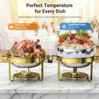 Chafing Dishes for Buffet 4 Pack, Round Stainless Steel Chafing Dish Set, alternate view 4