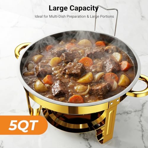 Chafing Dishes for Buffet 4 Pack, Round Stainless Steel Chafing Dish Set, alternate view 5