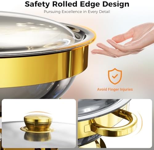Chafing Dishes for Buffet 4 Pack, Round Stainless Steel Chafing Dish Set, alternate view 6