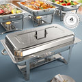 Chafing Dishes for Buffet 4 Pack, [Ultrasonic Mirror Polishing] Chafing Dish Buffet Set 9QT, [Rolled Edge Finger