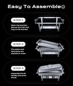 Chafing Dishes for Buffet 4 Pack, [Ultrasonic Mirror Polishing] Chafing Dish Buffet Set 9QT, [Rolled Edge Finger, alternate