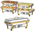 Chafing Dishes for Buffet 5 Pack 8QT Gold Buffet Warmers Sets