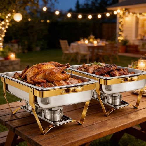 Chafing Dishes for Buffet 5 Pack 8QT Gold Buffet Warmers Sets, alternate view 2