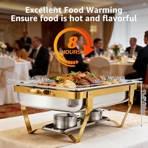 Chafing Dishes for Buffet 5 Pack 8QT Gold Buffet Warmers Sets, alternate view 3