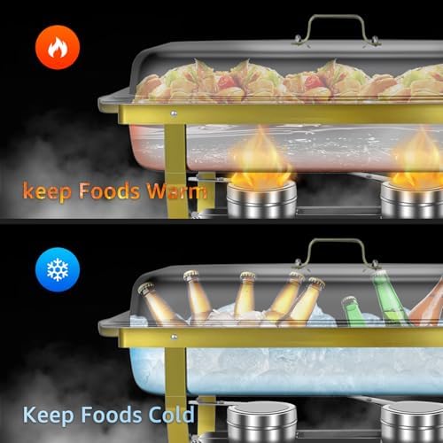 Chafing Dishes for Buffet 5 Pack 8QT Gold Buffet Warmers Sets, alternate view 4