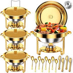 Chafing Dishes for Buffet 5 Qt Food Warmers 4 PACK (Gold) in Gold