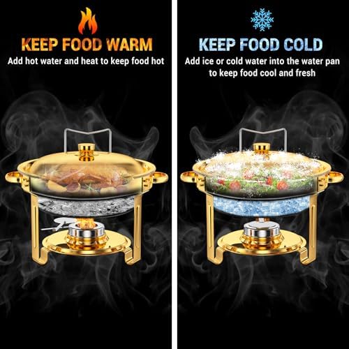 Chafing Dishes for Buffet 5 Qt Food Warmers 4 PACK (Gold) in Gold, alternate view 5