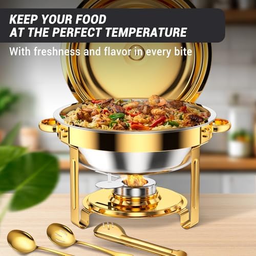 Chafing Dishes for Buffet 5 Qt Food Warmers 4 PACK (Gold) in Gold, alternate view 6
