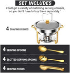 Chafing Dishes for Buffet 5 Qt Food Warmers 4 PACK (Half Gold), alternate view 4