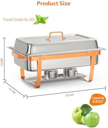 Chafing Dishes for Buffet 6 Pack, 8QT Food Warmers for Parties, alternate view 2