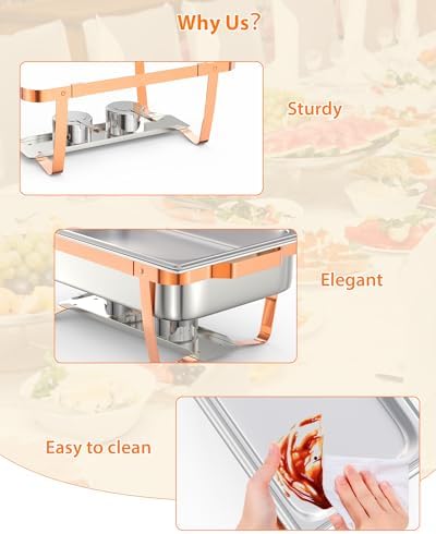 Chafing Dishes for Buffet 6 Pack, 8QT Food Warmers for Parties, alternate view 6