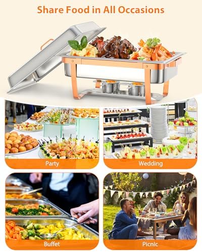 Chafing Dishes for Buffet 6 Pack, 8QT Food Warmers for Parties, alternate view 7
